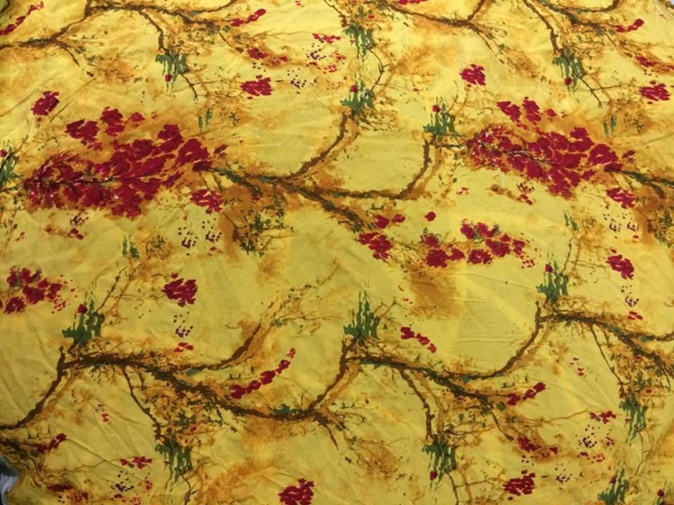 Yellow MultiColor Rayon Printed Fabric